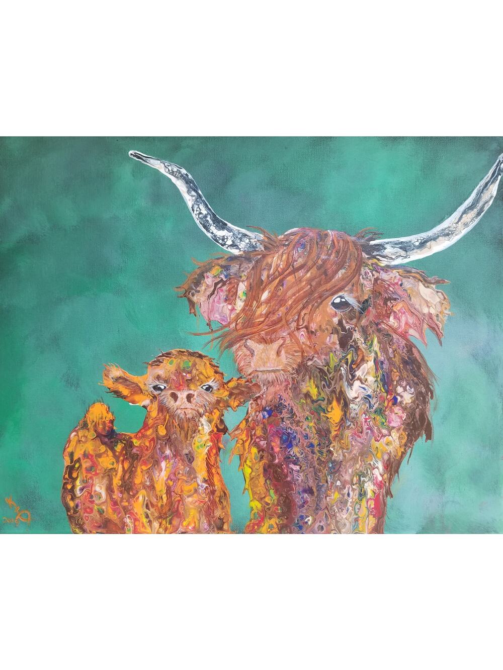 "Highland Cow Pair" Art Print from my Original Work 11" x 14" Acid Free